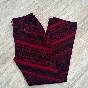 INC crimson red and black lace print stretch pants – size 4